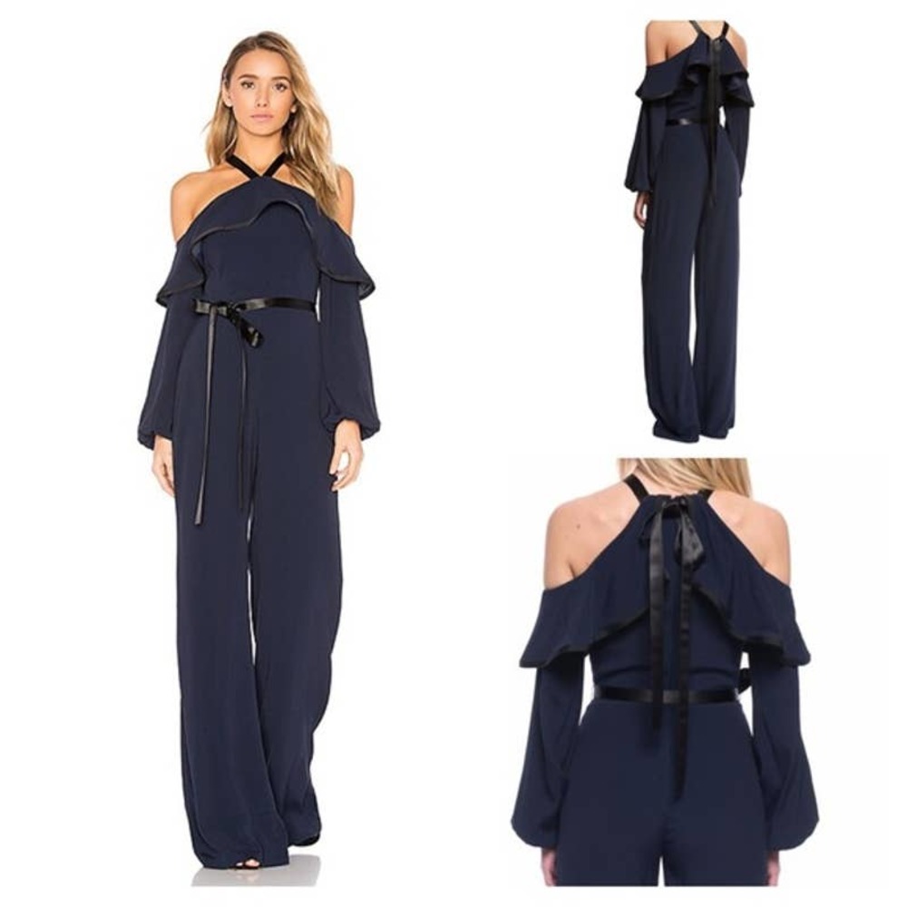 Alexis Navy Off-Shoulder Ruffle Jumpsuit